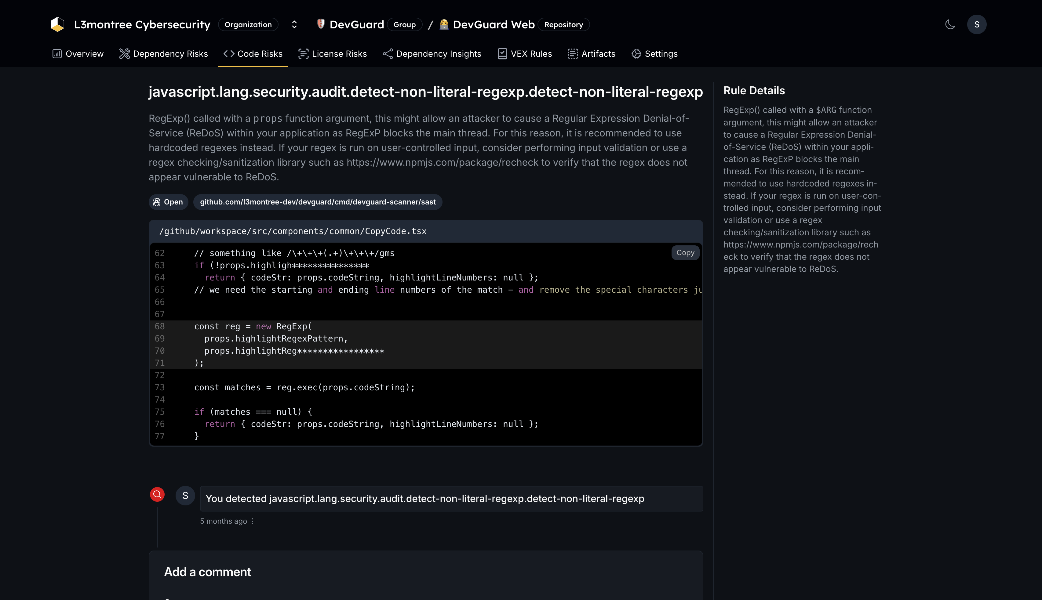 Code risk analysis