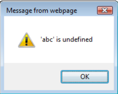 JavaScript runtime error message